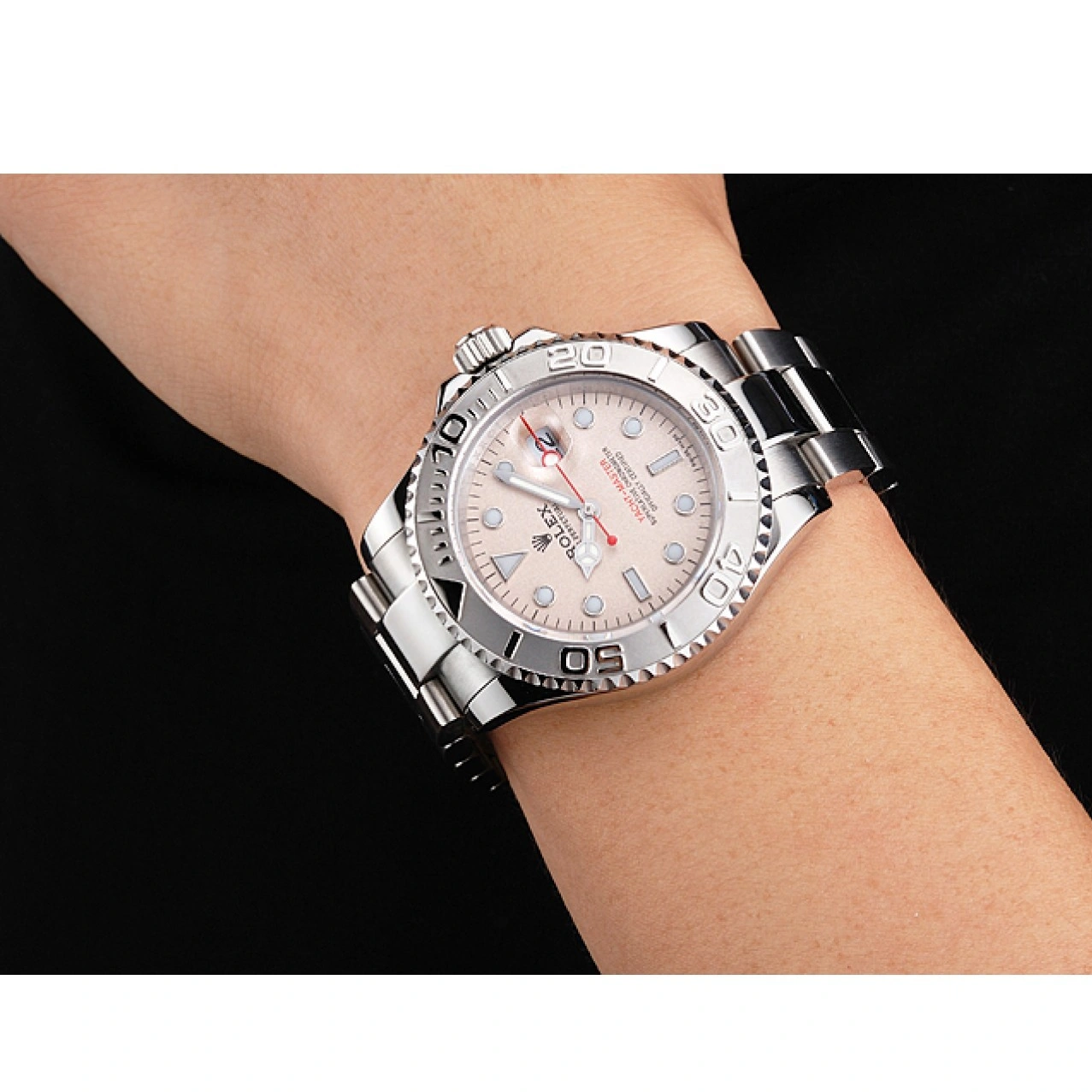 Stainless Yacht-Master Steel Dial Bracelet Rolex Champagne Swiss Case And 1016